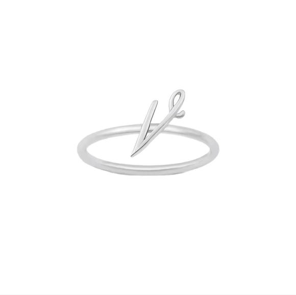 ♥️ DAINTY INITIAL STERLING SILVER RING - Picture 4 of 13